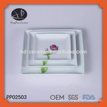 ceramic square shaped dinner plate with decal,charger plate for home
